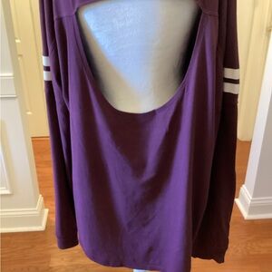 PINK Victoria's Secret Burgundy OPEN BACK Long Sleeve Tee
